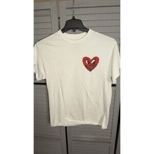 Keith Haring Art Heart Logo Graphic T-shirt M Medium White Short Sleeve